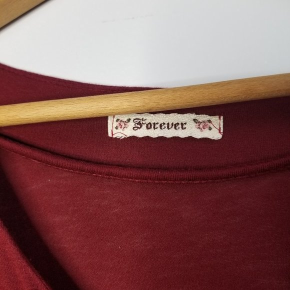 Long Sleeve Burgundy Mini Dress or Tunic - Picture 2 of 3